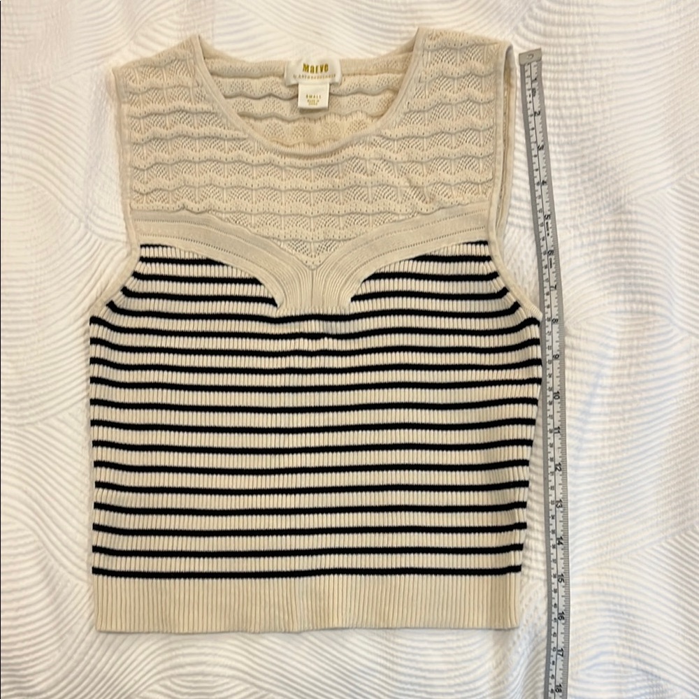 Maeve Black and Cream Knit Sleeveless Top from Anthropology